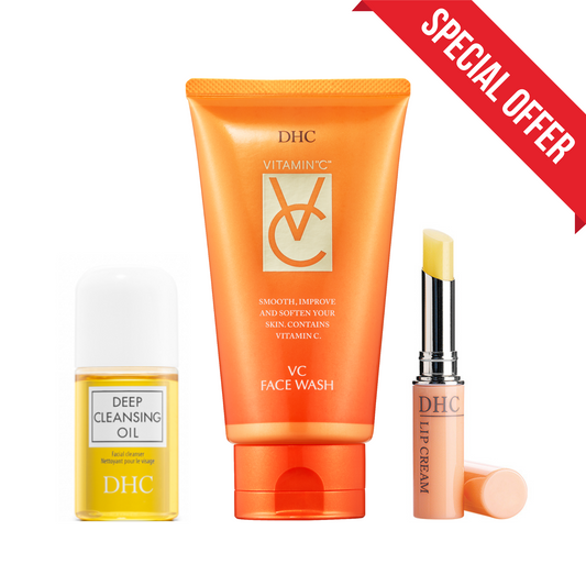 Double Cleanse | VC Face Wash 120g & Deep Cleansing Oil 30ml | Lip Cream 1.5g